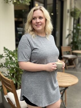 Classic Gray Heather Short Sleeve Tunic Top